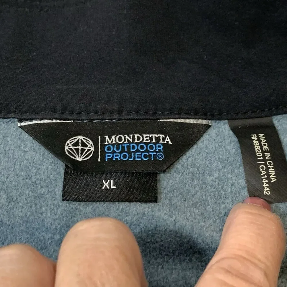 Mondetta Outdoor Project Men's Teal‎ Blue XL 1/4 Zip Pullover Active Wear Cozy